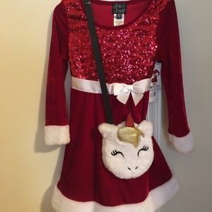Pink & violet holiday dress with purse 5